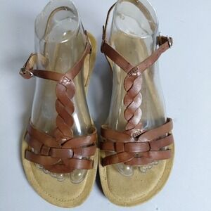 Naturalizer N5 Comfort Womens 8W Brown Leather Open Toe Slingback Sandals